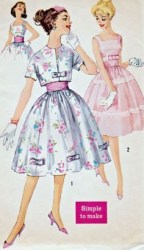 2992 SIMPLICITY '59 SLEEVELESS FLARE DRESS, CUMMERBUND, BOW, JACKET PATTERN 11 JR 31.5B UNCUT